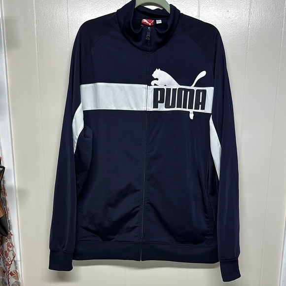 Puma Performance Jacket in Navy and White - Picture 1 of 10